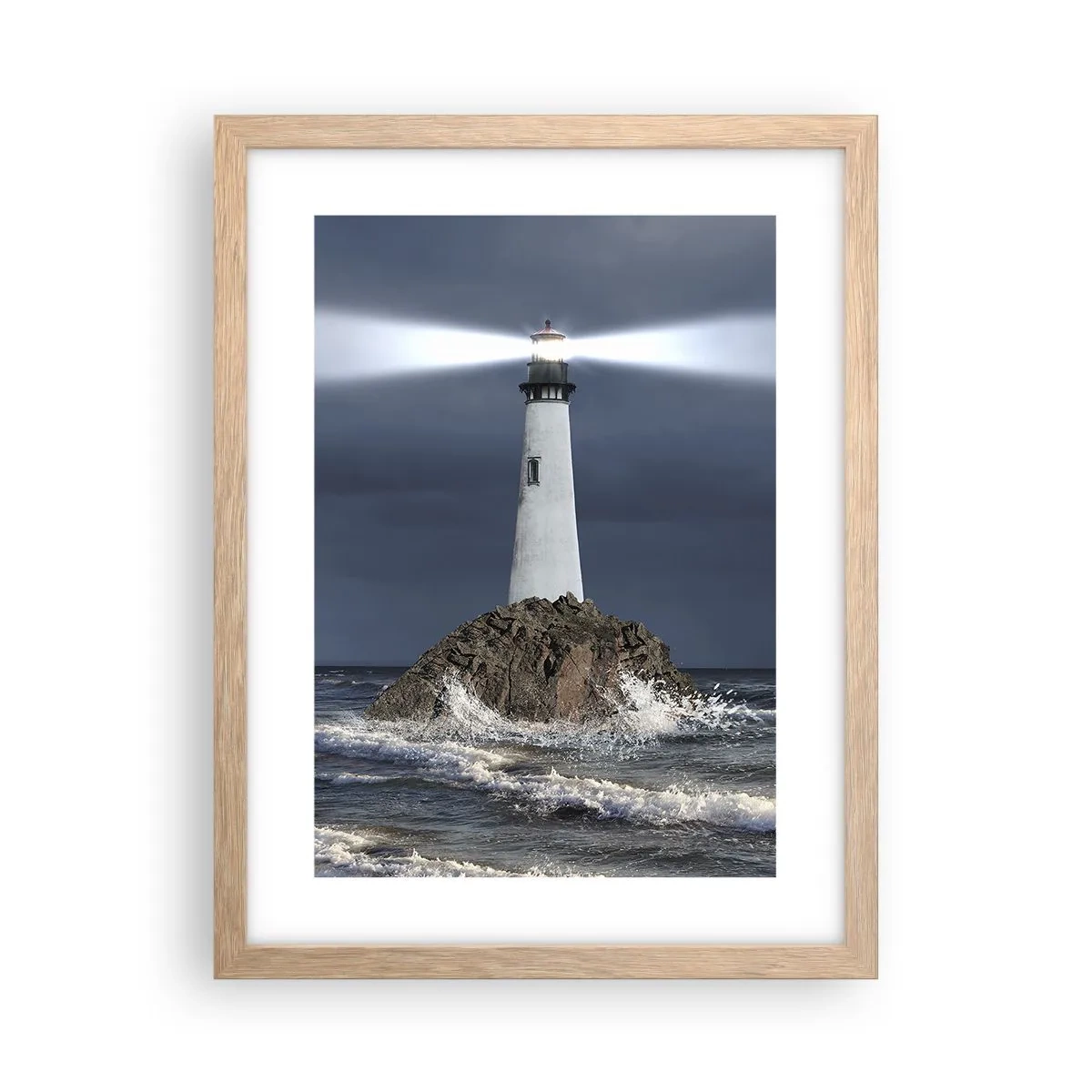 Plakat i ramme af lyst egetræ - Her...her...her! - 30x40 cm