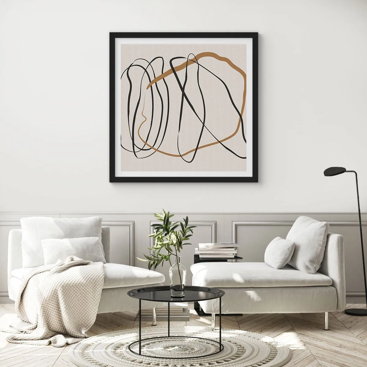 Plakat i sort ramme - Komposition - dans i besiddelse - 50x50 cm