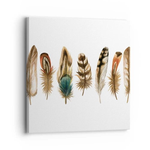 Lærredstryk - Billede på lærred - Variation med fjer - 30x30 cm