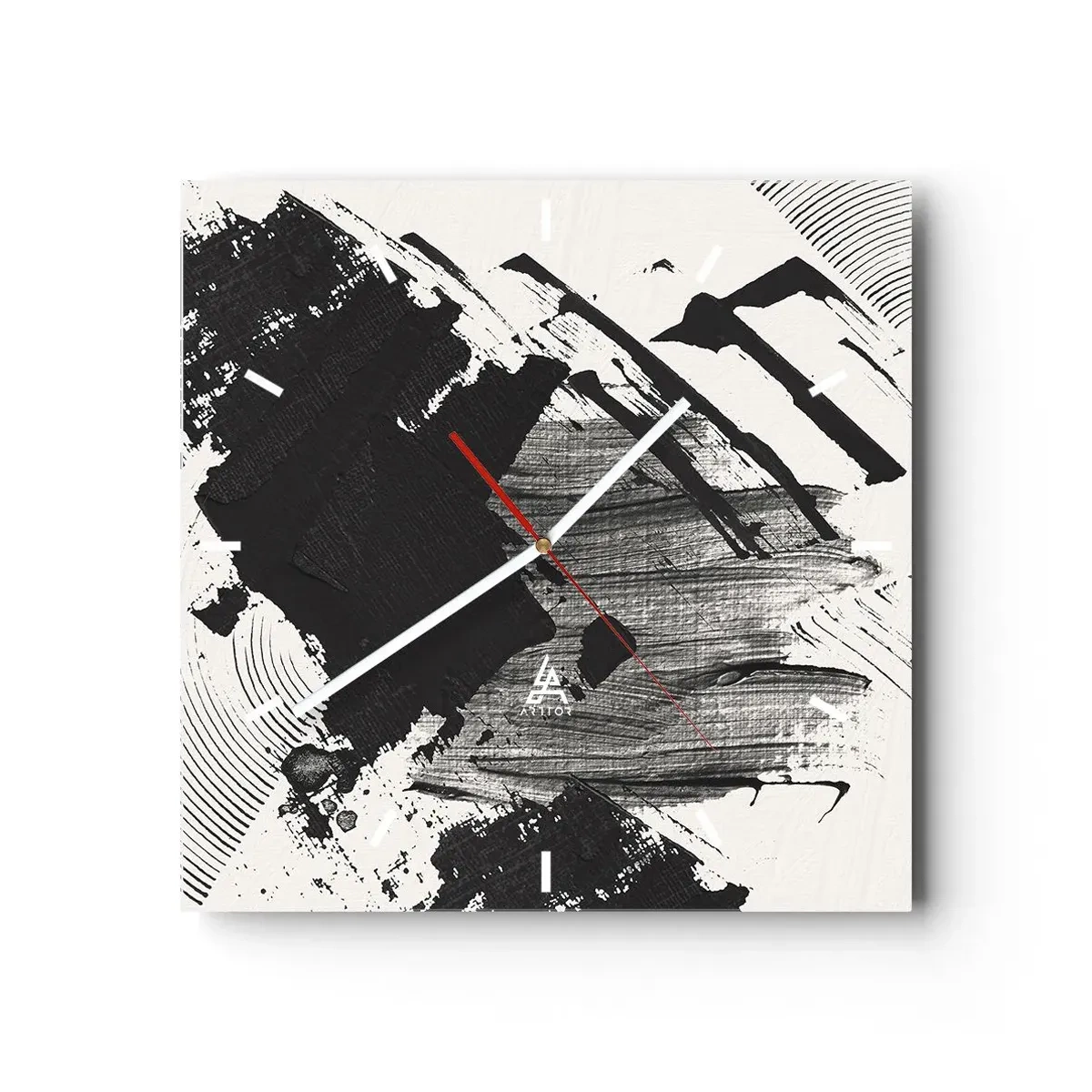 Vægur, Uret - Abstraktion - det sortes udtryk - 30x30 cm