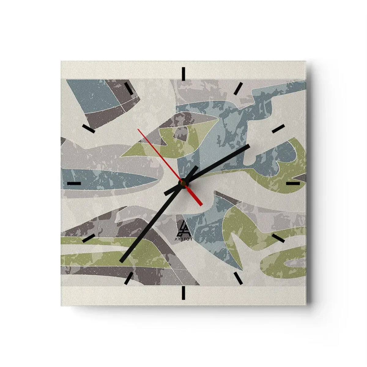 Vægur, Uret - Komposition bag glas - 40x40 cm