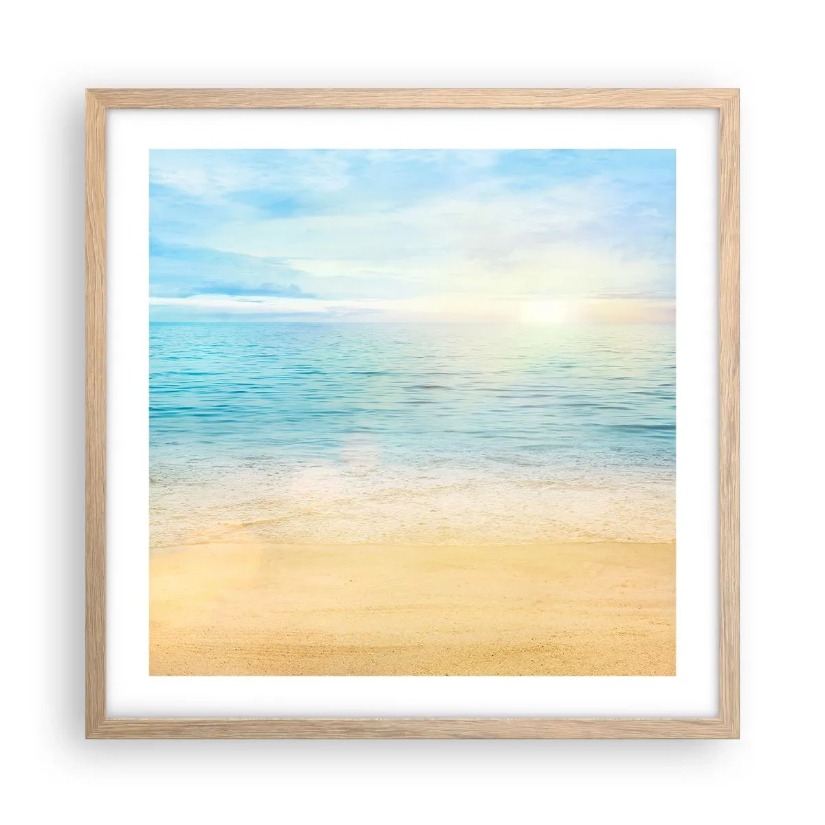Plakat i ramme af lyst egetræ - Det store blå - 50x50 cm
