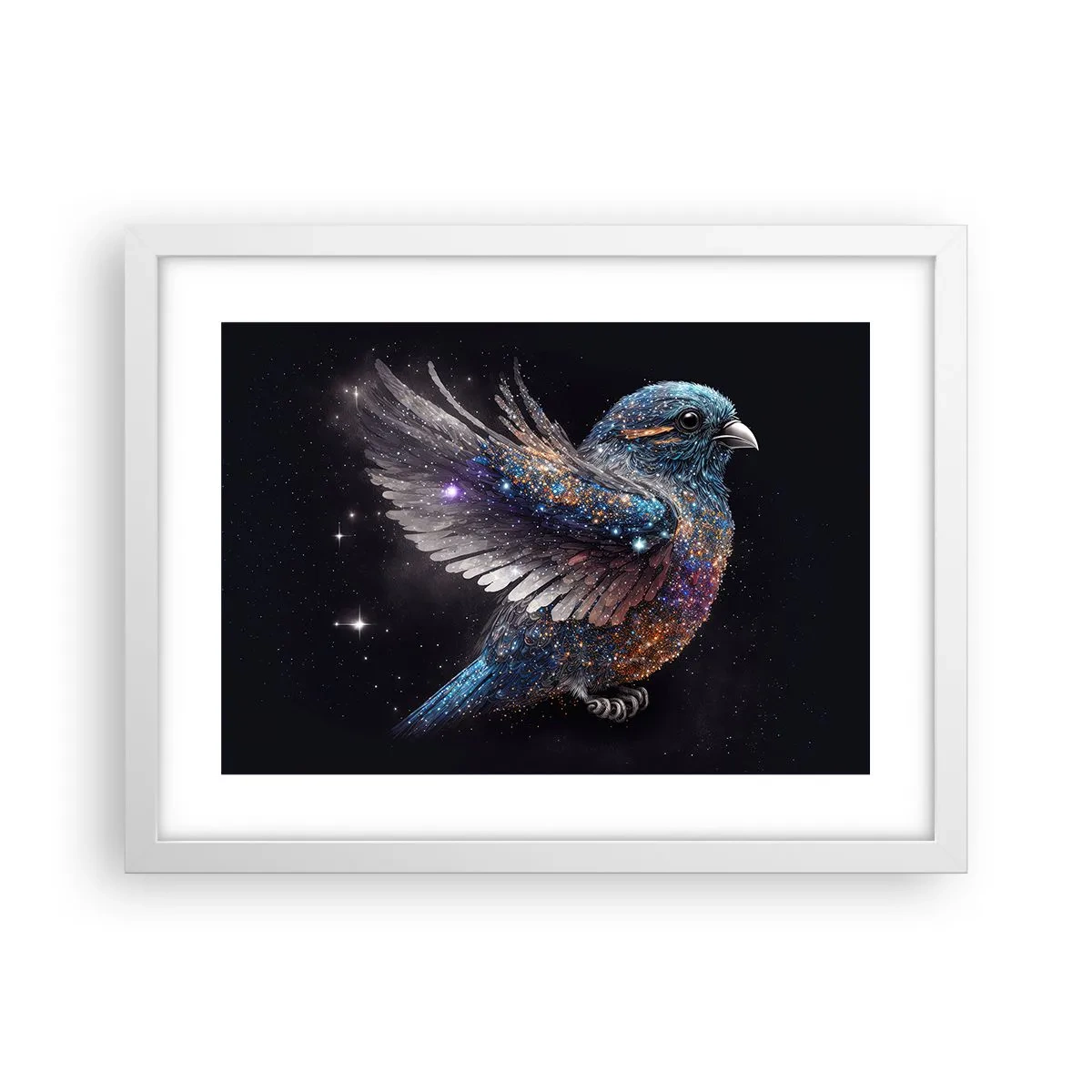 Plakat i hvid ramme - Diamantspurv - 40x30 cm