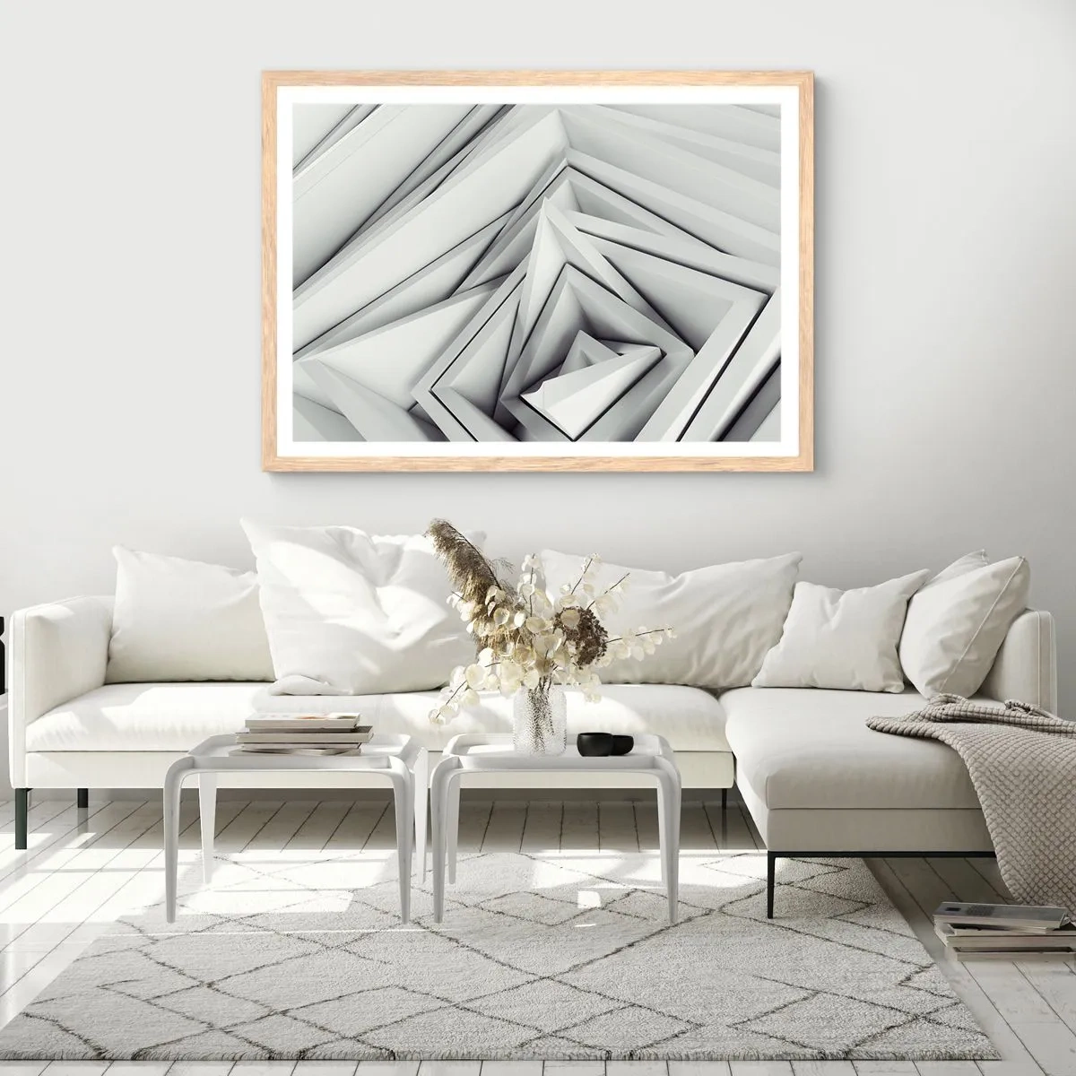 Plakat i ramme af lyst egetræ - Skarpe vinkler knopper - 91x61 cm