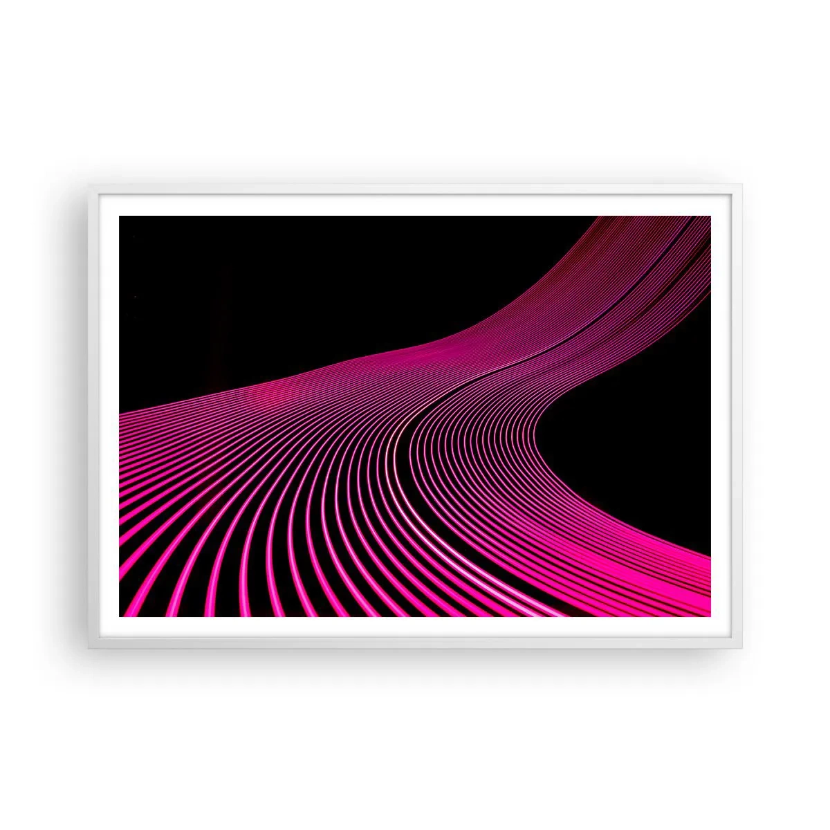 Plakat i hvid ramme - En allé af lys - 100x70 cm