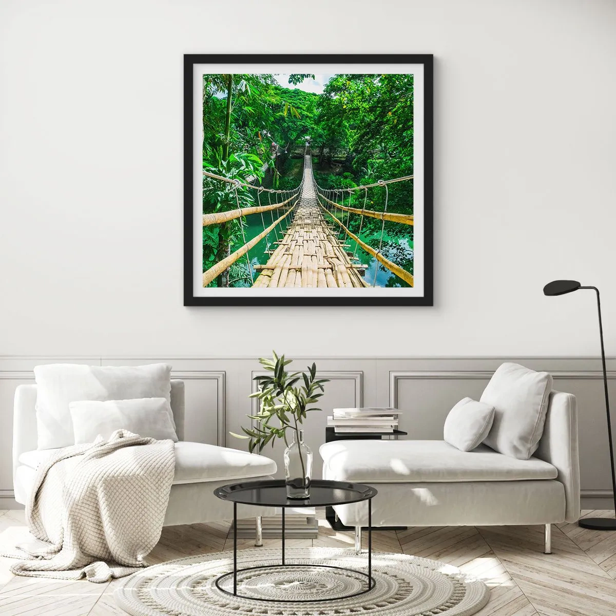 Plakat i sort ramme - Abebro over grønne områder - 30x30 cm