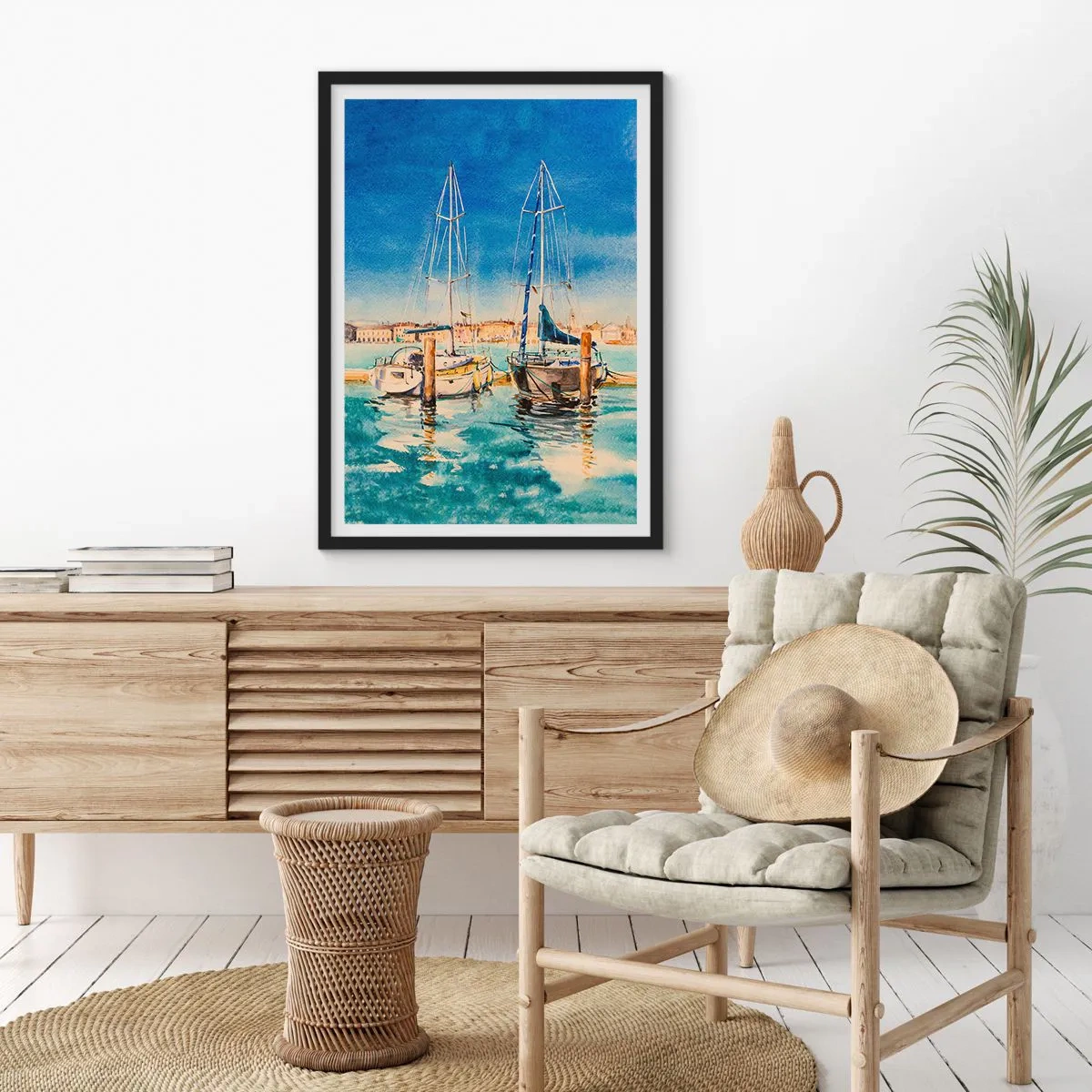 Plakat i sort ramme - Solrig lagune - 61x91 cm