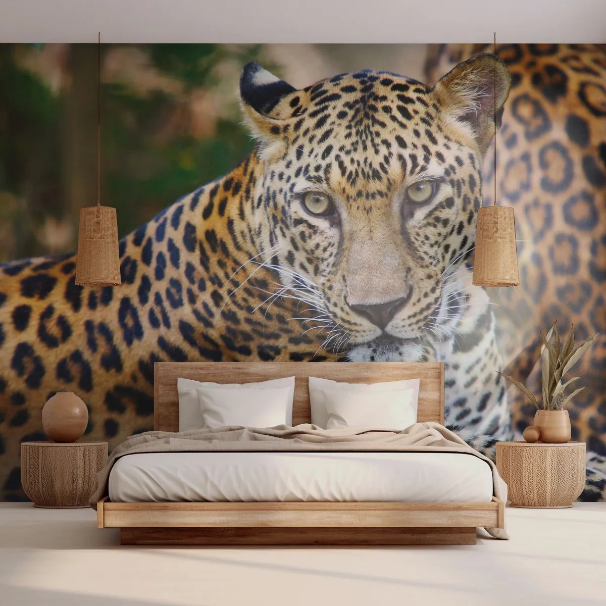Fototapet Selvklæbende Deluxe Sticker - Vild og rolig - Dyr, leopard, Afrika - 450x315 cm