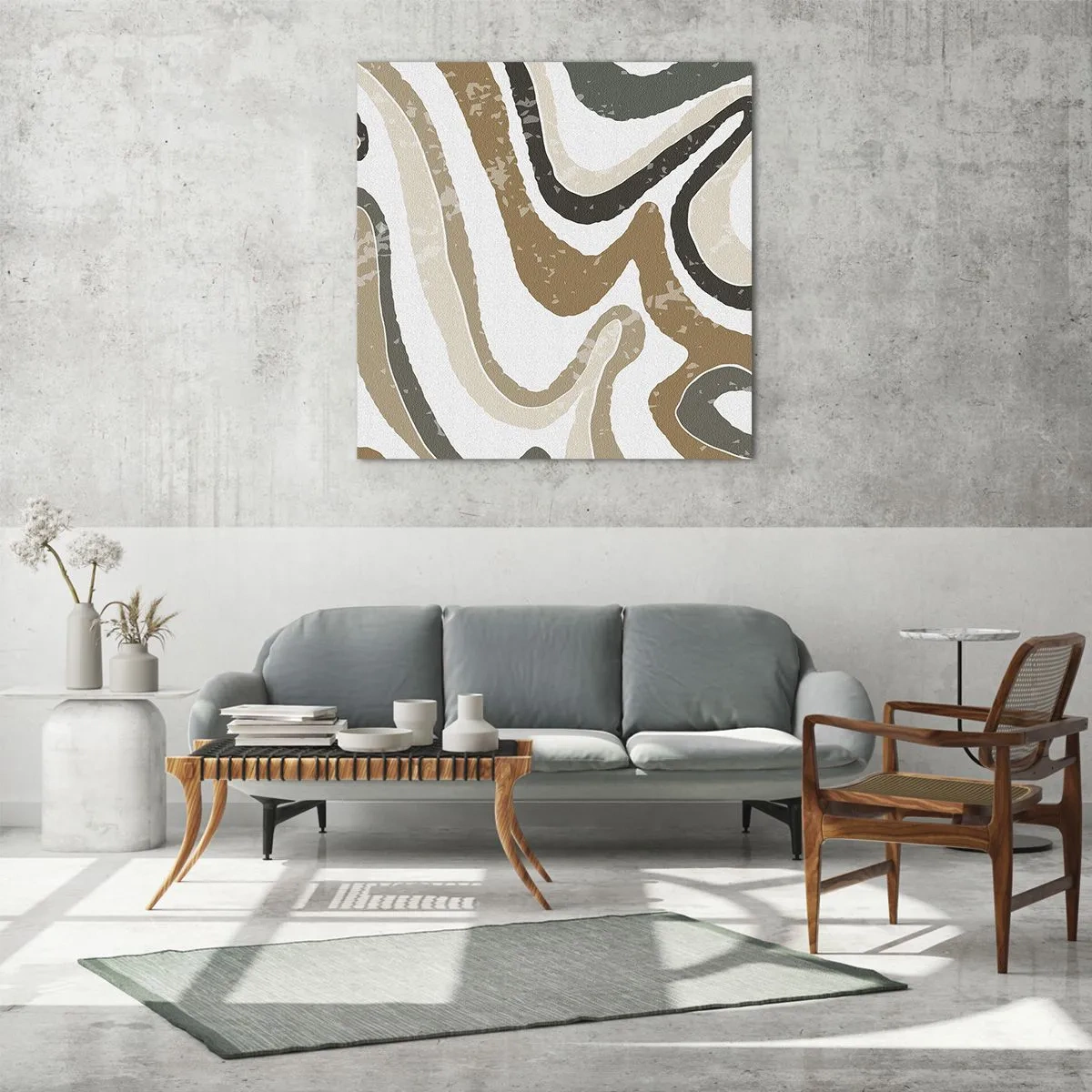 Billede på glas - Slyngninger af jordfarver - 50x50 cm