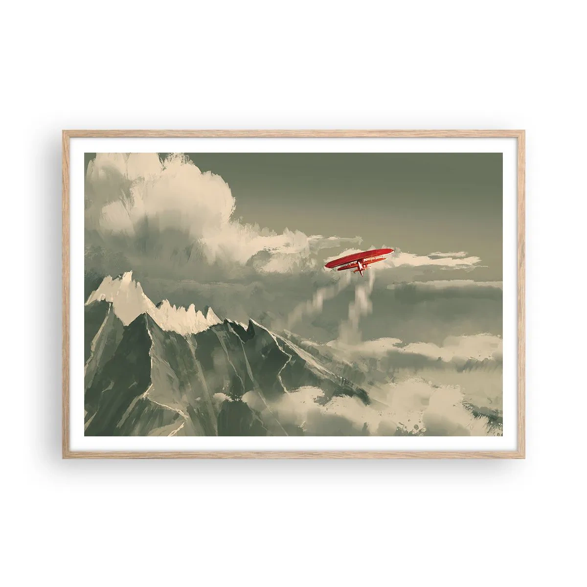 Plakat i ramme af lyst egetræ - Frygtløs pioner - 100x70 cm