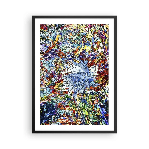 Plakat i sort ramme - Abstrakt strøm af farver og strukturer - 50x70cm - Dråbe af farvet glas - Moderne vægdekoration til stue og soveværelse ARTTOR