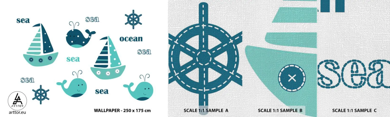 Prøve Fototapet Premium Canvas - På tværs af have og oceaner - For børn, Nautisk, Sejlbåd - 100x30 cm