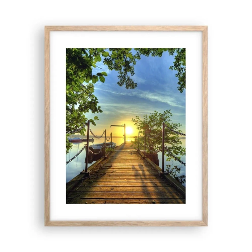 Plakat i ramme af lyst egetræ - Mod vest ved vandet - 40x50 cm