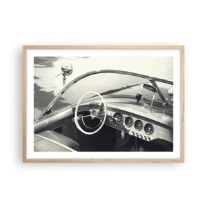 Plakat i ramme af lyst egetræ - Vejr for de rige - 70x50 cm