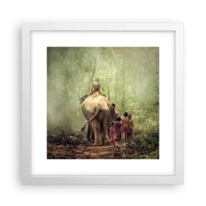 Plakat i hvid ramme - Den nye Junglebog - 30x30 cm