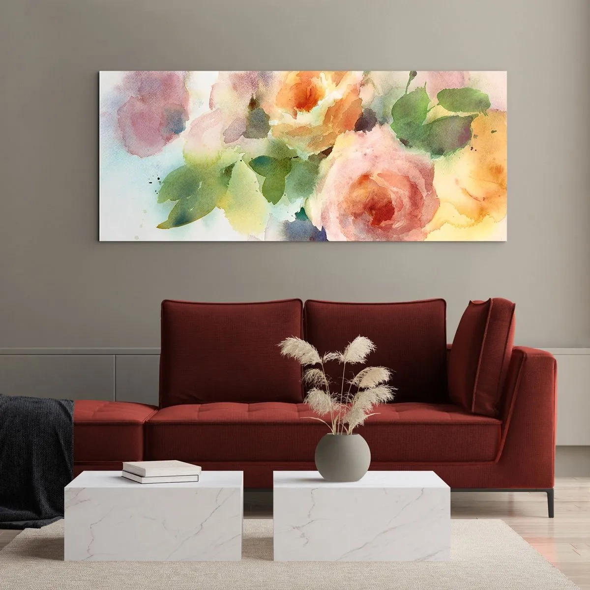 Billede på glas - Delikat som akvarelfarve - 120x50 cm