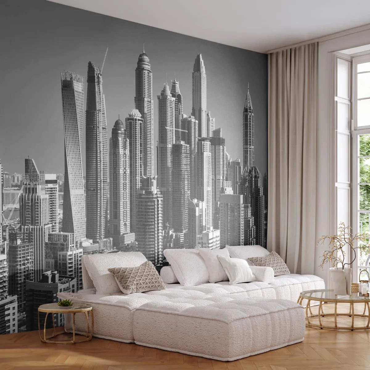 Fototapet Premium Canvas - Byen over ørkenen - Arkitektur, By, Dubai - 350x256 cm