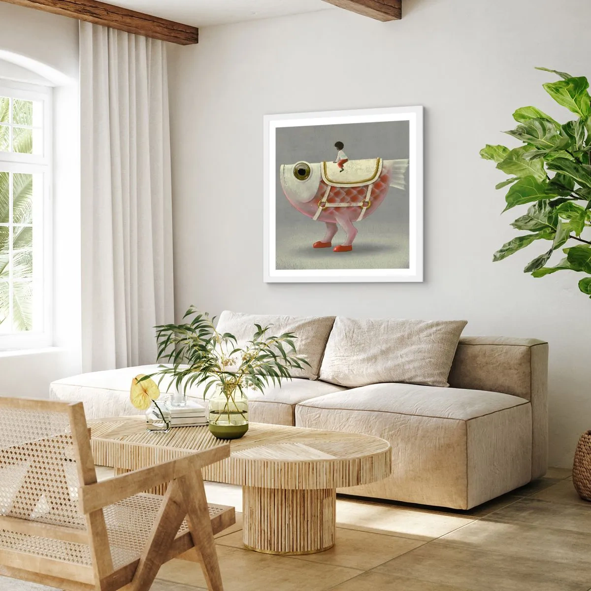 Plakat i hvid ramme - Rybonski rytter - 50x50 cm