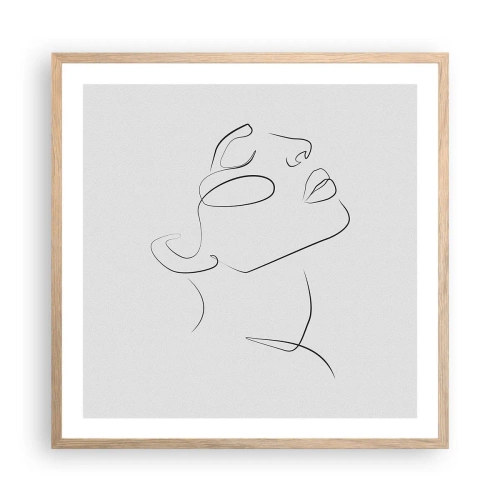 Plakat i ramme af lyst egetræ - En drømmes slyngninger - 60x60 cm