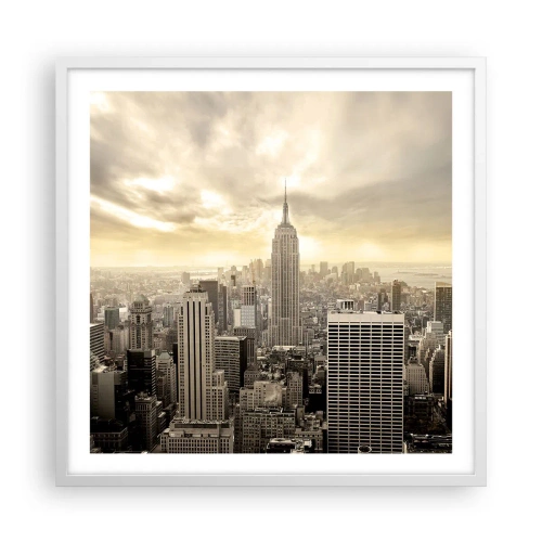 Plakat i hvid ramme - New York vævet af grå - 60x60 cm