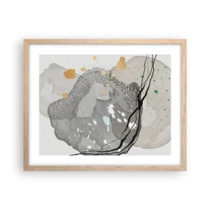Plakat i ramme af lyst egetræ - Organisk komposition - 50x40 cm
