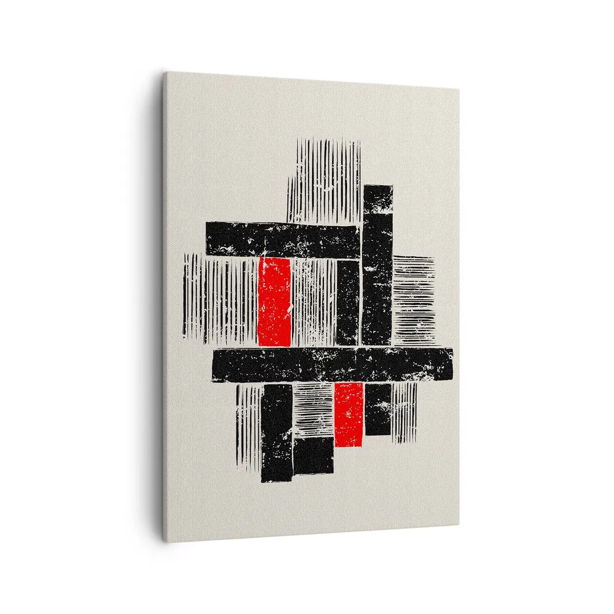 Lærredstryk - Billede på lærred - Rødt og sort - 50x70 cm
