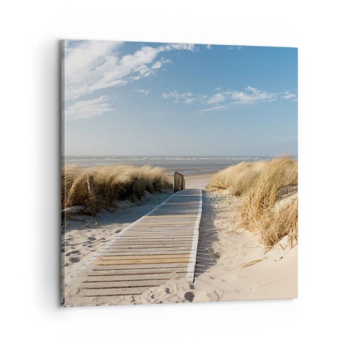 Lærredstryk - Billede på lærred - Bag klitten, i græssets summen - 60x60 cm