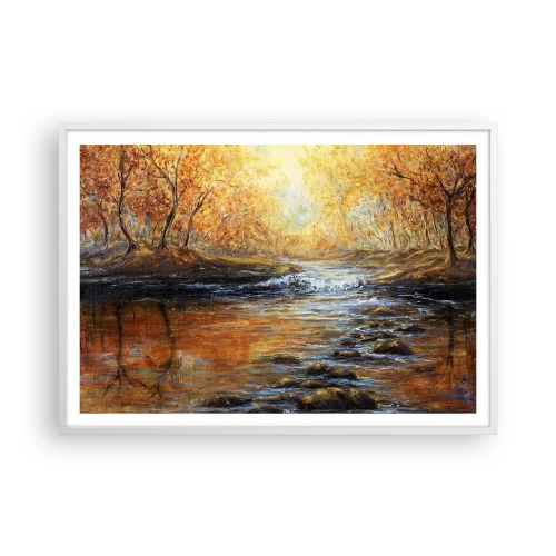 Plakat i hvid ramme - Gylden strøm - 100x70 cm