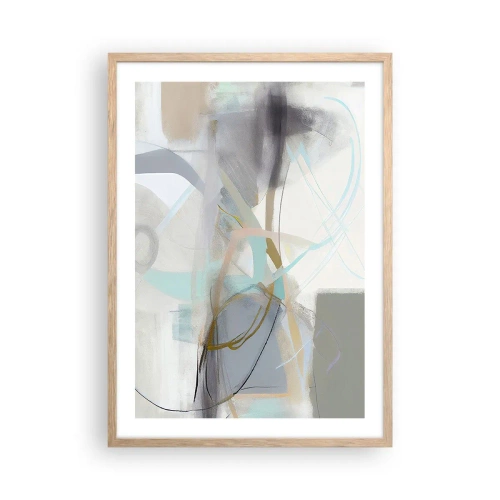 Plakat i ramme af lyst egetræ - Tågeagtig abstraktion - 50x70 cm