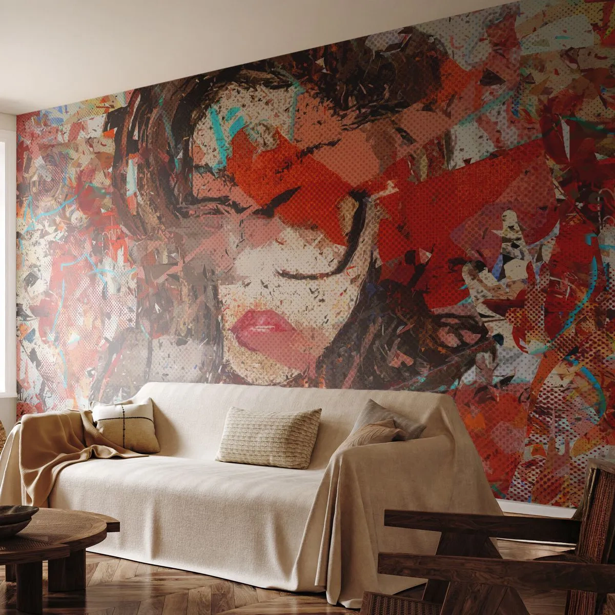 Fototapet Premium Canvas - Ingen ved, hvordan du virkelig er - Abstraktion, Portræt af en kvinde, Grafik - 500x350 cm