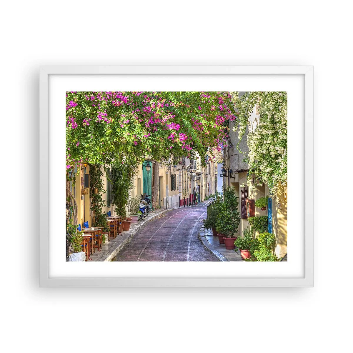 Plakat i hvid ramme - En blomstrende gyde - 50x40 cm