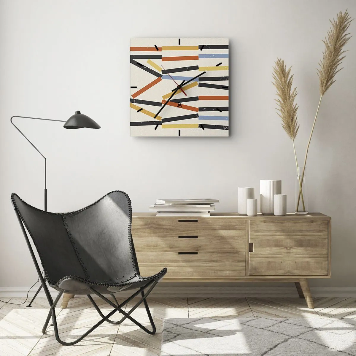 Vægur, Uret - Vandret komposition - 40x40 cm