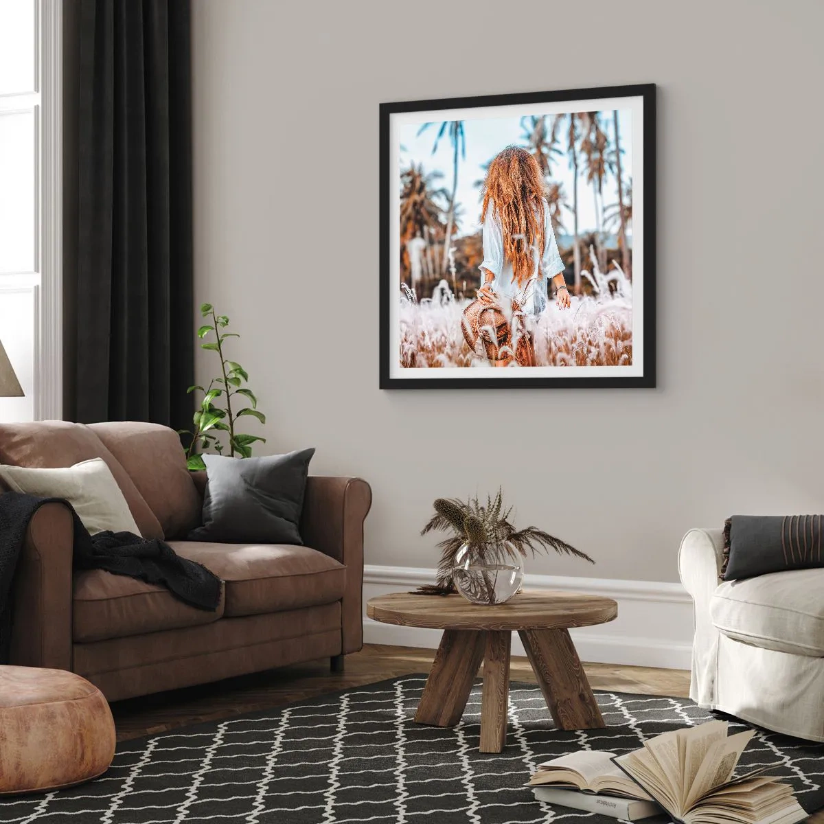 Plakat i sort ramme - Født af græsdun - 30x30 cm