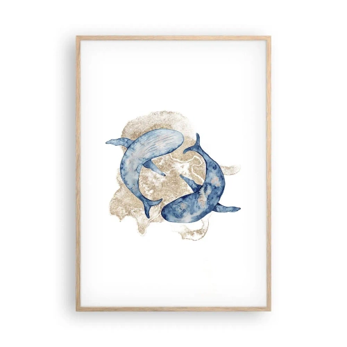 Plakat i ramme af lyst egetræ - Venskab eller kærlighed? - 70x100 cm