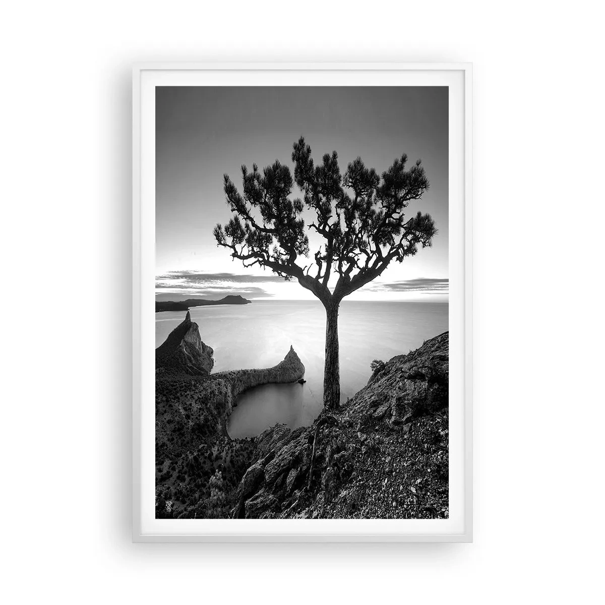 Plakat i hvid ramme - Fred hele vejen til horisonten - 70x100 cm