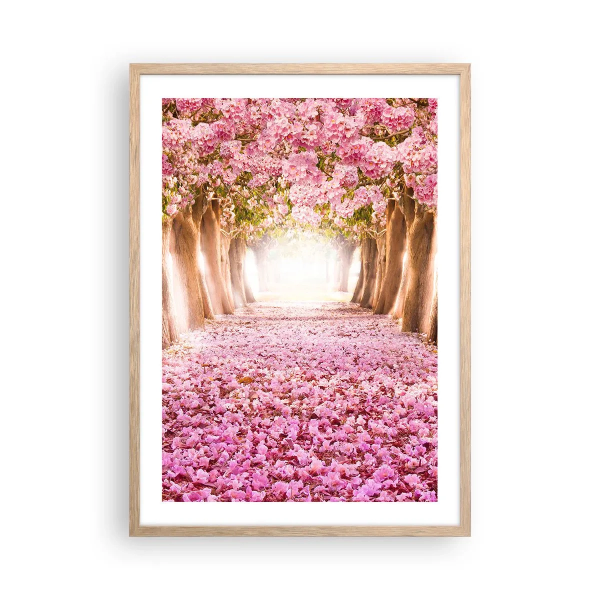 Plakat i ramme af lyst egetræ - Vejen til paradis - 50x70 cm