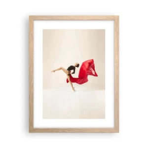 Plakat i ramme af lyst egetræ - Rød og sort - 30x40 cm