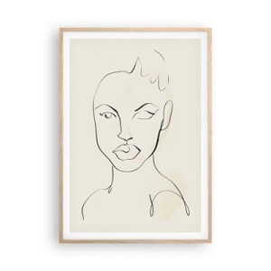 Plakat i ramme af lyst egetræ - Omrids af sensualitet - 70x100 cm