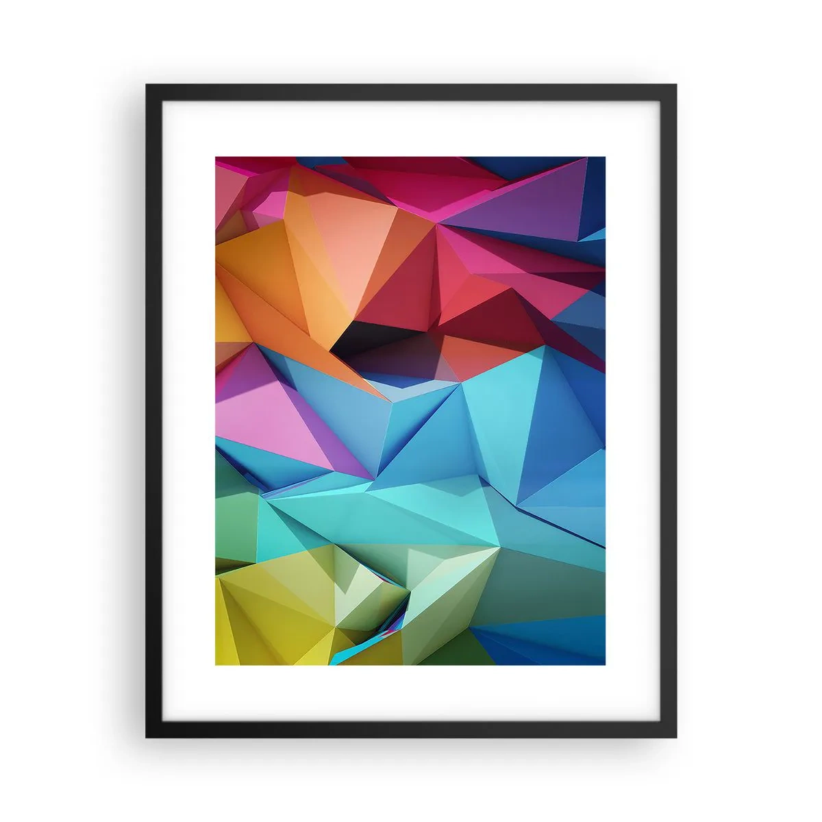 Plakat i sort ramme - Regnbue origami - 40x50 cm