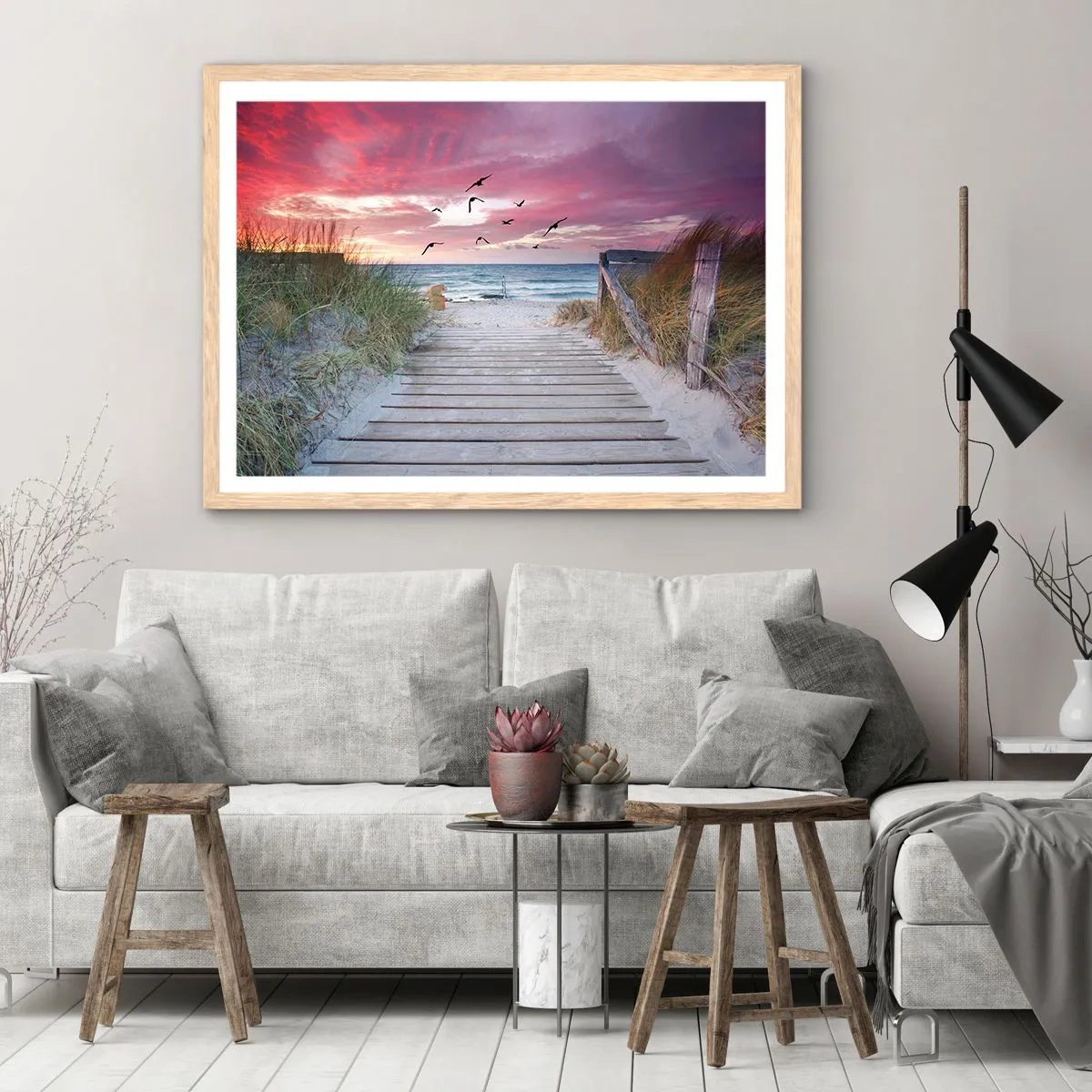 Plakat i ramme af lyst egetræ - Baltisk indtryk - 50x40 cm