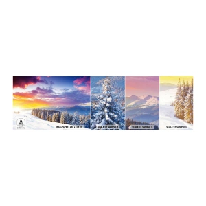 Prøve Fototapet Selvklæbende Deluxe Sticker - Ved højlys dag - Landskab, Bjerge, Vinter - 100x30 cm