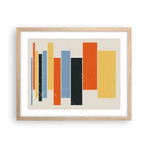 Plakat i ramme af lyst egetræ - Optagelse af musik - 50x40 cm