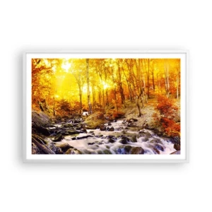 Plakat i hvid ramme - Sten indfattet i guld og platin - 91x61 cm