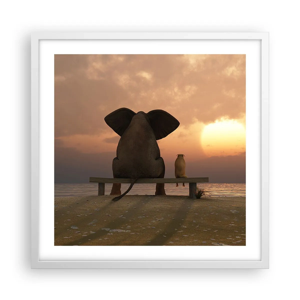 Plakat i hvid ramme - Det er godt at være stille sammen - 50x50 cm