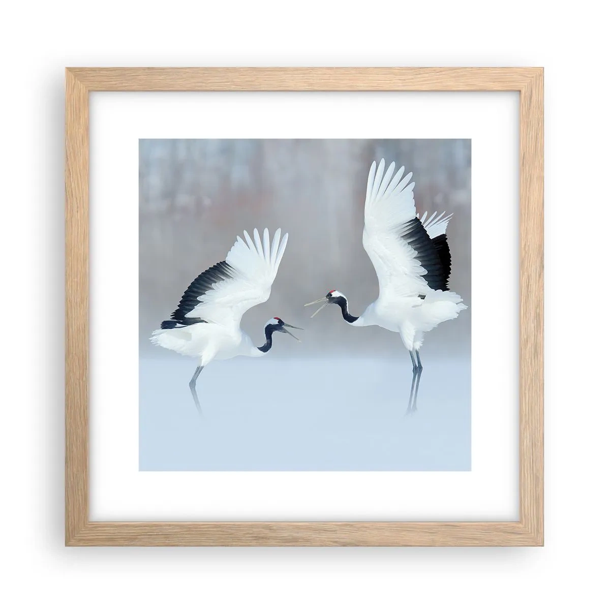 Plakat i ramme af lyst egetræ - Danser i tågen - 30x30 cm