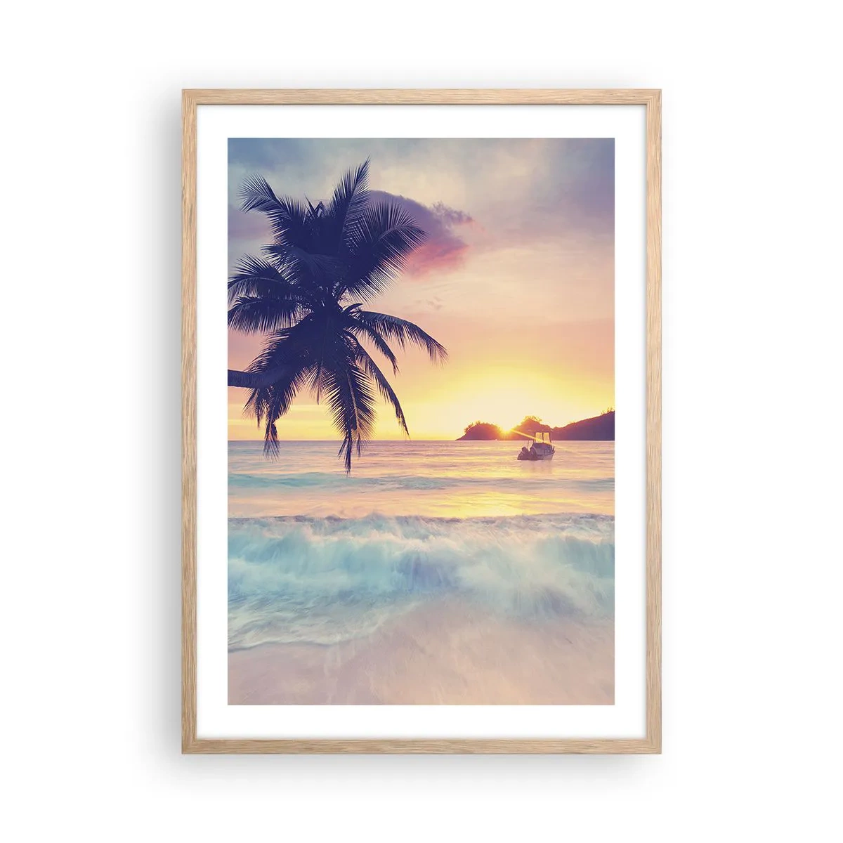 Plakat i ramme af lyst egetræ - En aften i bugten - 50x70 cm
