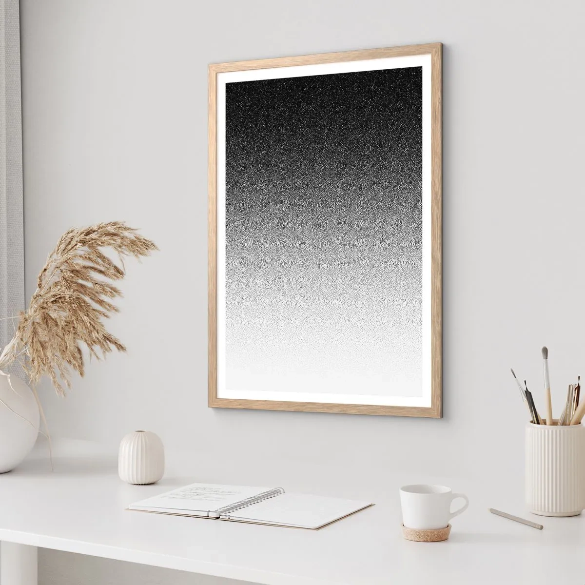 Plakat i ramme af lyst egetræ - På vej mod lyset - 50x70 cm