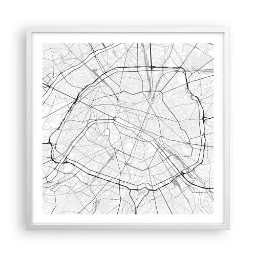 Plakat i hvid ramme - Paris' blomst - 60x60 cm