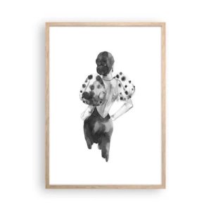 Plakat i ramme af lyst egetræ - Den gik lige forbi - 50x70 cm