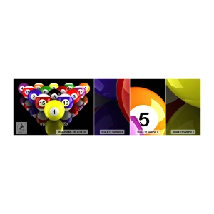 Prøve Fototapet Selvklæbende Deluxe Sticker - Forskellige farver af leg - Sport, Billard, Billardbolde - 100x30 cm